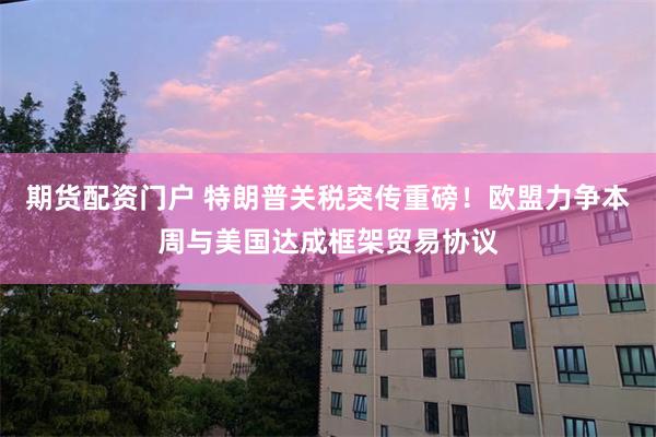 期货配资门户 特朗普关税突传重磅！欧盟力争本周与美国达成框架贸易协议