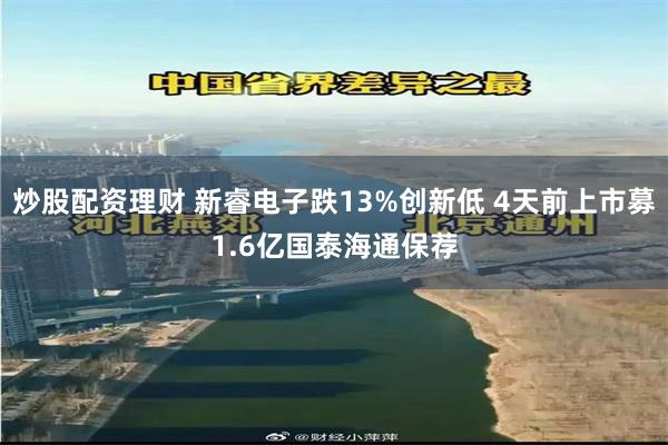炒股配资理财 新睿电子跌13%创新低 4天前上市募1.6亿国泰海通保荐