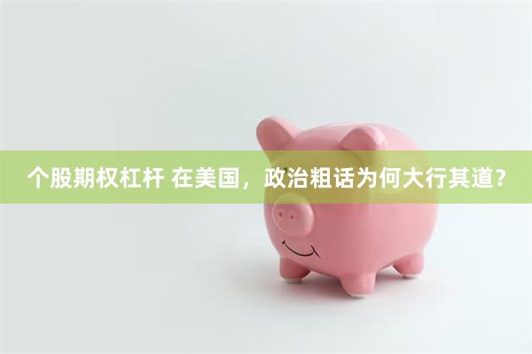 个股期权杠杆 在美国，政治粗话为何大行其道？
